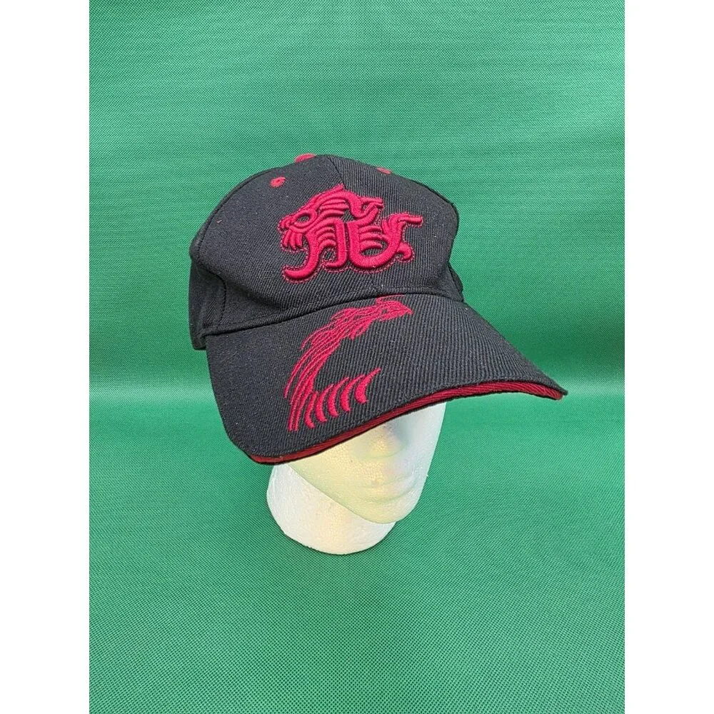Black Red DRAGON Baseball Cap Japan Hat Fantasy Embroidered Snapback Adjustable‎